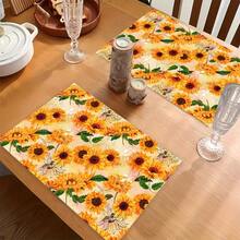 1pc Lemon Pattern Linen Placemat, Breakfast Mat, Coffee Coaster, Bowl Pad, Kitchen Accessory, Easy To Clean Dining Mat, Suitable For Home, Restaurant, Dining Decor, Holiday Gift, Gift For Friends, Multi-Piece Set - Multicolor - View 11