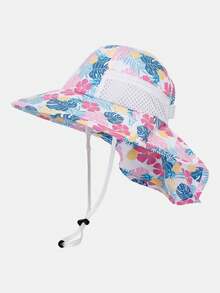 1pc Kids' Solid Color Mesh Shawl Bucket Hat, Suitable For Beach Vacation Sun Protection, Fits Ages 8-16 - Multicolor - View 16