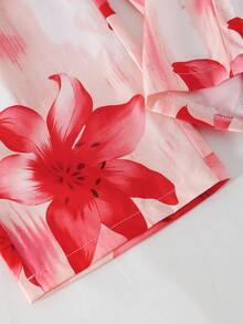女童碎花无袖连体裤，休闲简约风，春夏款 - 紅色 - 查看 7
