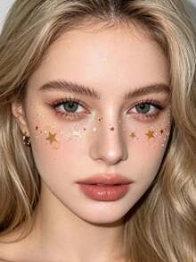 1pc Music Festival Essential! Face Rhinestones + Star Moon European And American Style Stage Makeup Jewel Stickers, Create Atmosphere For Stage Makeup - Multicolor - View 3