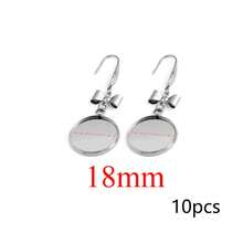 10Pcs 304 Stainless Steel Earring Hooks With Bow Charm, Silver Tone Round Cabochon Bezel Dangle Earring Blanks, DIY Jewelry Making Findings - Earring Setting - View 12