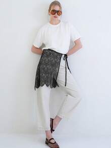 A Delicate Lace Pareo Featuring A Semi-Sheer Finish And An Elegant Wrap Design For A Chic, Feminine Look. Lightweight And Versatile, This Piece Adds A Refined Touch To Beachwear And Resort Styling While Offering Effortless Layering. - Coffee Brown - View 6