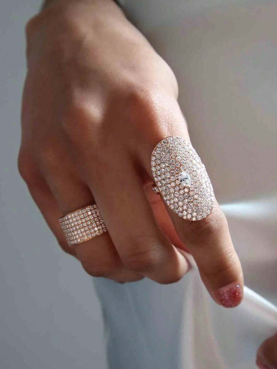 STONEFANS 1 chiếc nhẫn hình bầu dục ngoại cỡ, phụ kiện thời trang cho tiệc tùng, trình diễn thời trang.