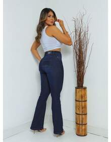 Biotipo Flare Jeans For Petite Women, Petite Style, Biotype Top Jeans, Button, Pocket, Travel, Office, Vacation, Diary, Birthday Party, Airport Clothes, Spring, Summer, Winter, Autumn - Màu xanh lam - Xem 3