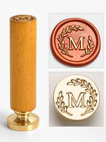 1 Conjunto Retrô de Lacre de Cera, Cabo de Madeira Amarela com Cabeça de Carimbo de Cera, 26 Alfabetos Opcionais, Adequado para Envelope e Decoração de Scrapbook, Presente Artesanal de Relevo Requintado (Sem Cera, Sem Tinta) - 26 letras do alfabeto inglês - Visão 9