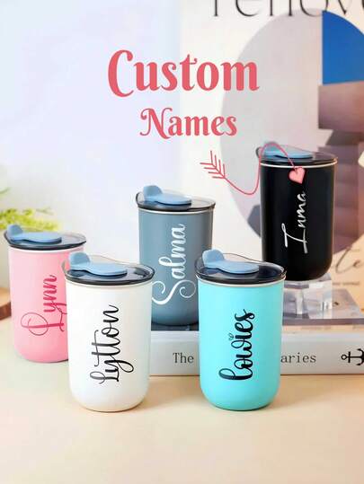 Cốc in tên cá nhân, cốc cà phê bằng thép không gỉ tùy chỉnh có nắp, quà tặng cầu hôn cho phù dâu, quà sinh nhật cho cô ấy.