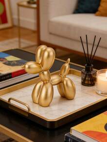 Metallic Texture Balloon Dog Sculpture, Modern Home Decor, Coffee Table Kitchen Decoration Animal Art Ornament, 2.75in Size Please Note Before Purchase - Gold - View 6