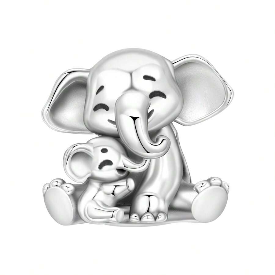 CYCUFF 1pc Silver-Plated Beads With Cute Elephant Element, Suitable For DIY Bracelet, Necklace Jewelry Making, Great Gift For Women - OTC1560 - View 1