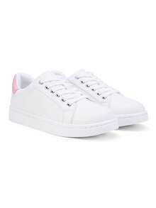 Comfortable Women's White Sneakers – Arch Support Lace Up Low Top Walking Shoes, Dressy Casual Tennis Shoes For Travel Or Everyday Wear - trắng hồng - Xem 4