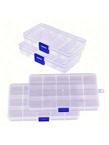 Caja de almacenamiento de plástico transparente con 10/15 compartimentos para hilos de coser - Organizador duradero y ahorra espacio para joyas, anillos y accesorios de costura - Diseño portátil para viajes con hebilla de liberación rápida - multicolor - Ver 3