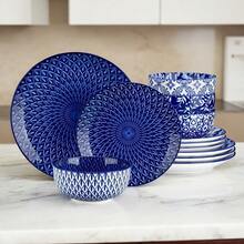 Plates And Bowls Set For 4, 12pcs Dinnerware Sets, Microwave And Dishwasher  Dishes Set, Porcelain Kitchen Set - SELENE-02-12pcs - View 3