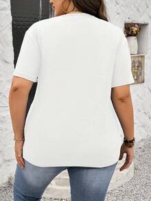 Camiseta de algodón de manga corta para mujer, camiseta estampada de manga corta para mujer - Blanco - Ver 3