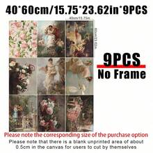 1/9 bức tranh sơn dầu lãng mạn cổ điển trên vải canvas, tranh treo tường trang trí phòng ngủ, nhà cửa, đồ trang trí thẩm mỹ, có khung tùy chọn, tranh trang trí tường phong cách cổ điển nữ thần và hoa, tranh canvas không khung trang trí phòng khách, phòng ngủ, phòng tắm, nhà bếp, văn phòng. - nhiều màu - Xem 19