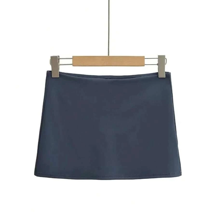 Minifalda de talle bajo para mujer con detalle de corte corto Mini falda ajustada - Azul - Ver 1