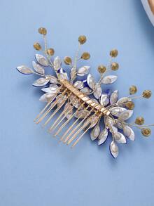 1 pieza Peine de pelo con cristal azul elegante y brillante, tocado nupcial para boda, accesorio de pelo de cristal hecho a mano para fiesta, festival, cumpleaños - Azul - Ver 5
