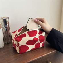 1pc Red Heart-Shaped Drawstring Storage Pouch, Portable Travel Makeup Bag, Large Capacity Decorative Bag Suitable For Holiday Gifts, Can Be Used For Gift Packaging, Storing Cosmetics, Keys And Coins - Red - View 6