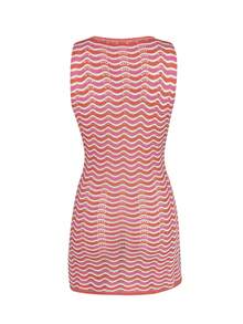 2026 Nuovo abito estivo da donna in maglia a righe con fiocco, senza maniche, corto, a contrasto di colore, abito da vacanza e spiaggia - 3 di colori diversi - Visualizzare 7