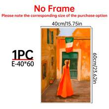 1/6pcs Italian Town Canvas Wall Art Posters, Room Home Decor Aesthetic Decorations, Optional Framed Wall Decor, Colorful European Street & Mediterranean Landscape Oil Painting Posters, Aesthetic Orange Green Gallery Wall Decor - Multicolor - View 14