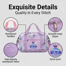 1 chiếc túi du lịch cỡ lớn, chất liệu hoạt hình Stitch, được cấp phép chính thức bởi Disney. - Màu be - Xem 4