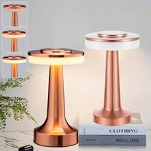 Paquete de 2 Lámpara de Escritorio Inalámbrica Portátil, Lampara de Mesa Recargable con Sensor Táctil, Atenuación Continua de Tres Colores, Adecuada para Dormitorio, Oficina, Etc - Bronce Rojo - Ver 9