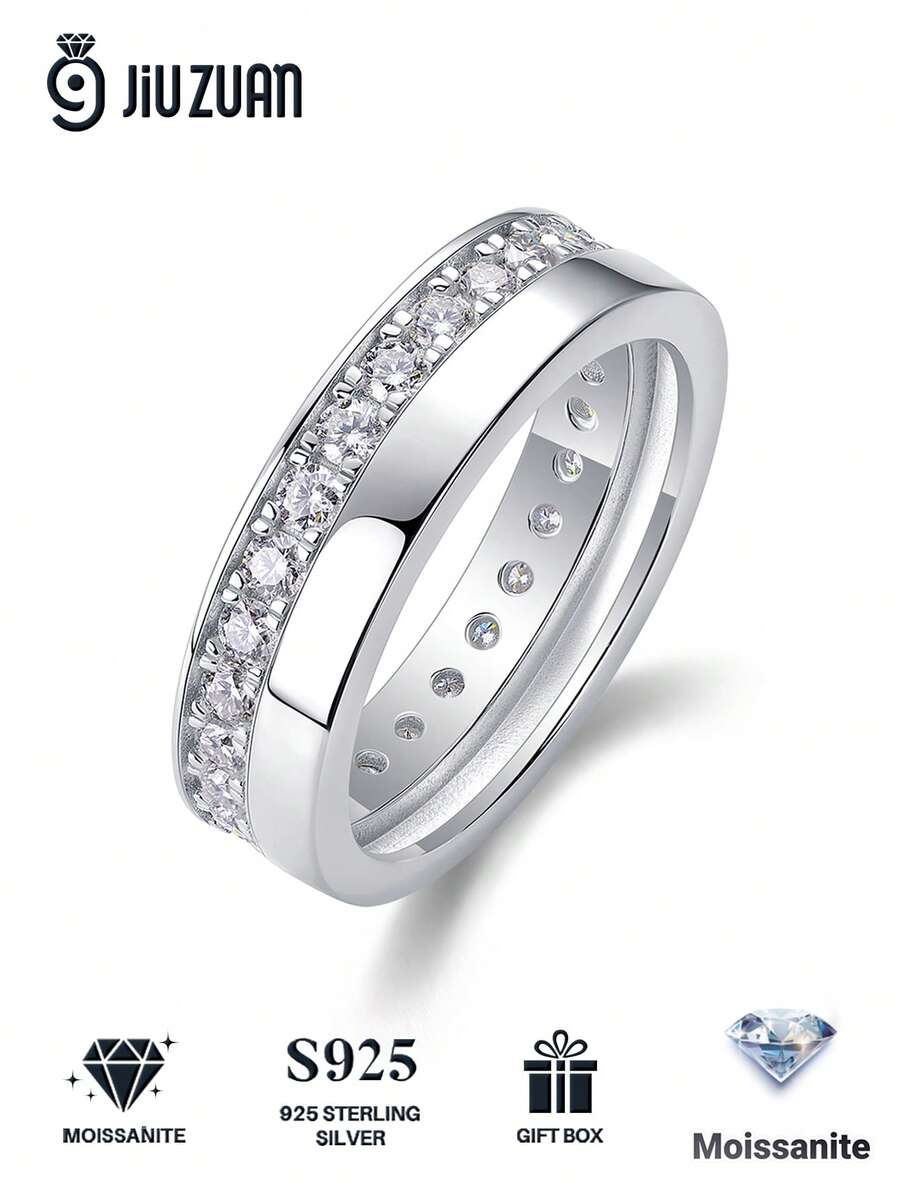 Bague en argent sterling 925 avec moissanite pour femmes, bague de mariage/fiançailles hypoallergénique haut de gamme, cadeau pour une demande en mariage, un anniversaire, un anniversaire, une fête, un port quotidien, mode et polyvalente