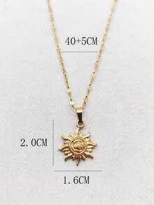 1pc Natural Style 18K Gold Plated Stainless Steel Sunflower Pendant Necklace, Unisex Minimalist Luxury Daily Wear - Yellow Gold - View 10