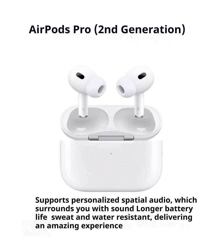 Apple 全新苹果 AirPods Pro 第二代 | 功能齐全 | 外观精美 | USB-C 充电盒 | 主动降噪 | 沉浸式空间音频 | 通透模式 | 适用于 iPhone 的无线蓝牙耳机 | 无线降噪耳机 | MagSafe 磁吸充电 | 便携 | 兼容苹果设备的自适应均衡 - 查看 1