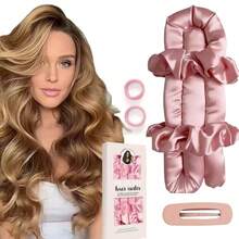 Bộ 6 dụng cụ uốn tóc không dùng nhiệt dành cho nữ, chất liệu sợi polyester, không gây hư tổn tóc, thích hợp dùng khi ngủ, trang điểm, mọi mùa, khi đi du lịch, đi học, làm quà tặng, dụng cụ uốn tóc thủ công. - Bộ 6 máy uốn tóc không dùng nhiệt, đóng gói trong hộp quà tặng. - Xem 7