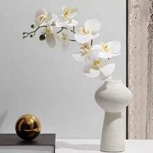 1/4 bông hoa lan Phalaenopsis trắng giả, thân và nụ cong tự nhiên, thích hợp trang trí phòng học, phòng ngủ, đám cưới, văn phòng, nhà cửa, dễ bảo quản và thưởng thức, giao hàng ngẫu nhiên. - trắng - Xem 10