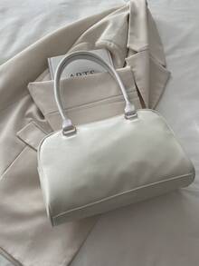 1pc Minimalist Retro Zipper Decor Shoulder Strap Pocket Handbag, Suitable For Women's Casual And Work Use - White - View 7