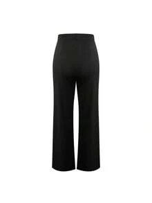 Pantalones de pierna acampanada de talle alto de moda para mujer, disponibles en múltiples colores, blanco primavera - Negro - Ver 2