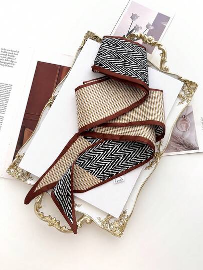1pc 2026 New Spring/Summer Casual High-End Striped Contrast Color Double-Layer Fashion Unisex Extra Long Scarf/Belt, Suitable For Multiple Occasions
