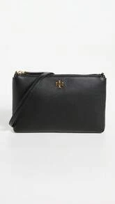 Tory Burch Mercer Pebbled Zip Crossbody - black/gold - View 5