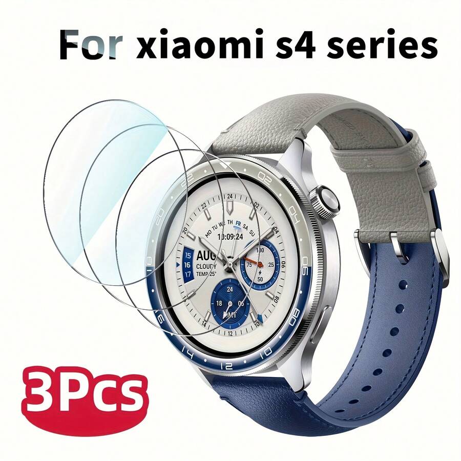 3片/套 高清屏幕保护膜 适用于小米 Watch S4/S4 ESIM/S4 SPORT/S4-41MM，9H 防刮花，防指纹，设备保护壳，防刮膜，高清图像质量。 - 3pcs,透明色 - 查看 1