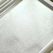 ALMAMARA 1/2/3pcs Luxury Silver Rectangular Decorative Tray, Embossed With Exquisite Floral Pattern, Featuring Premium Woven Edge And Curved Metal Handles, Elegant Multi-Purpose Decorative Tray, Suitable For Tea, Coffee, Party, Wedding And High-End Home Decor - Multicolor - View 8