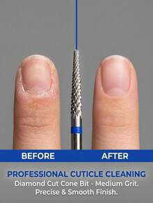 Premium Carbide Tungsten Cuticle Remover Nail Drill Bit Medium 3/32" Professional Carbide Tungsten Nail Cleaner Bit For Callus, Dead Skin, And Nail Prep, Two-Way Rotation - Blue - View 3