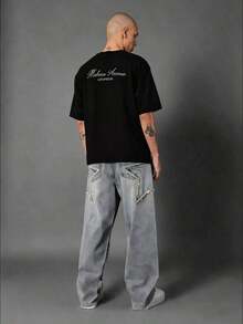 ZWLPOYE Melrose Avenue Los Angeles Crop-Shirt Urban Streetwear Script Back Print Casual Summer Lightweight Top Boxy Style Hop Fashion Downtown Culture-Unisex Comfortable Retro Cotton-Shirt-L91 - 黑色 - 查看 5