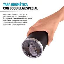 DDV Redlemon Double-Walled Stainless Steel Thermal Mug, 600 Ml, 2 Pieces.  For Water And Coffee With Airtight Lid. Keeps Your Drink Hot For 4 Hours And Cold For 6 Hours. Includes Straws And Cleaning Brush. - 白色 黑色 銀色 - 查看 5