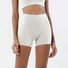 GymHUB-pantalones cortos de yoga para levantamiento de cadera, pantalones cortos de tres cuartos para mujer, cintura alta, color melocotón, color nude, para correr, deportes, secado rápido - Negro - Ver 3