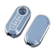 Funda de llave de coche a la moda para Fiat 500 Ducato Panda 500L Punto Lancia Musa para , llavero de coche de cuero de lujo - oro verde - Ver 9