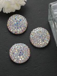 3 pièces Boutons en métal entièrement ornés de strass, ton or/argent, boutons décorés de cristaux AB, convient pour les manteaux, les costumes, les robes de mariée, les accessoires de couture - Multicolore - Voir 11