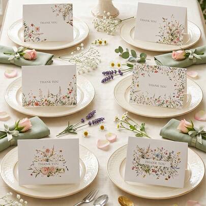 6 sets de tarjetas de lugar de boda con diseño floral, tarjetas de saludo de cumpleaños y boda con sobre, tarjetas de agradecimiento para el Día de la Madre y fiestas de cumpleaños, tarjetas elegantes de recuerdos de boda, tarjetas de feliz cumpleaños, para enviar a familiares, pareja, amigos y colegas, útiles escolares, suministros para fiestas de cumpleaños, decoración de mesa de boda