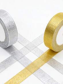 Metallic Gold & Silver Shiny Ribbon, Glossy Satin Ribbon, Holiday Gift Bow / Handmade DIY Versatile Holiday Gift Packaging Decorative Ribbon - Ribbons - View 5