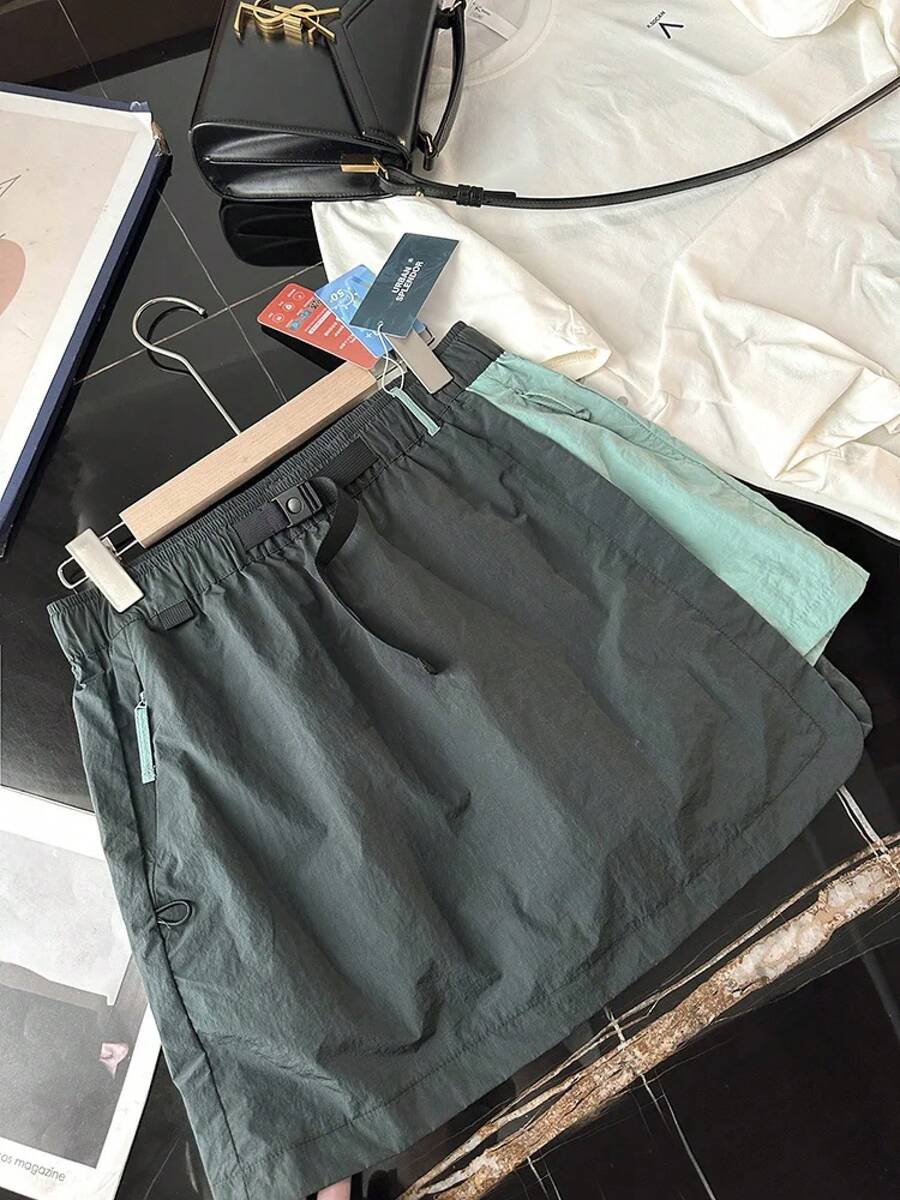 Falda pantalón deportiva impermeable de secado rápido para mujer, estilo casual de cintura alta y ajuste holgado, ideal para ... - azul agua - Ver 1