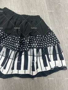 Faldas con teclas de Piano blancas y negras Vintage americanas Y2k, falda acampanada fruncida de cintura delgada para Mujer, novedad de verano 2021, estilo coreano Chic para Mujer - Diseño 3255 - Ver 3