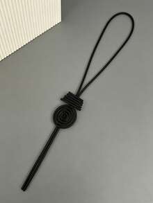 MARLIWOO 1pc Vintage Handmade Geometric Line Hollow Circle Exaggerated Long Necklace For Women - Multicolor - View 2