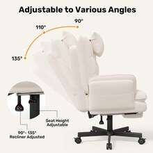 Nalupatio Criss Cross Office Chair With Flip-Up Armrests And Headrest, 135° Reclining Swivel Velvet Criss Cross Chair With Wheels & Foot Rest, Big And Tall Cloud Cross Legged Office Chair For Home,Beige - 米色 - 查看 9
