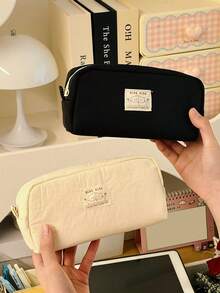1pc Minimalist Solid Color Lucky Milk Foam Student Stationery Pencil Case, Large Capacity Desktop Pencil Box, Multi-Pocket Classification Storage Design Stationery Bag, Can Store Calculator, Notebook And Pens - Suitable For School, Office And Travel Use - Suitable For Students, Professionals, Men And Women, Learning Stationery Storage Box, Multi-Functional Storage Box, Zipper Closure, Pencil Case - Multicolor - View 5