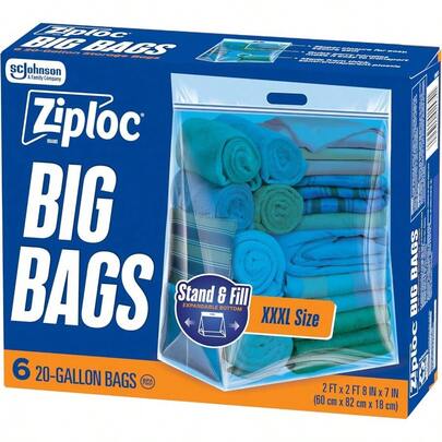6 bolsas grandes reutilizables de plástico de 20 galones de gran capacidad