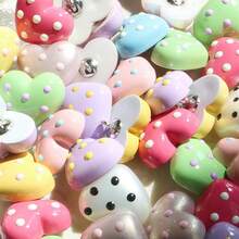 6/12pcs Polka Dot Resin Heart Shiny Cute Sewing Buttons For Sweater Knitted Cardigan Denim Jacket DIY Decoration - Multicolor - View 4